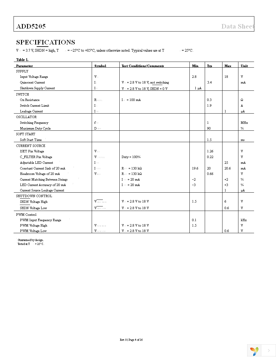 ADD5205ACPZ-RL Page 4