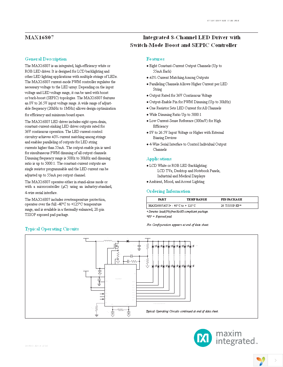 MAX16807AUI+ Page 1