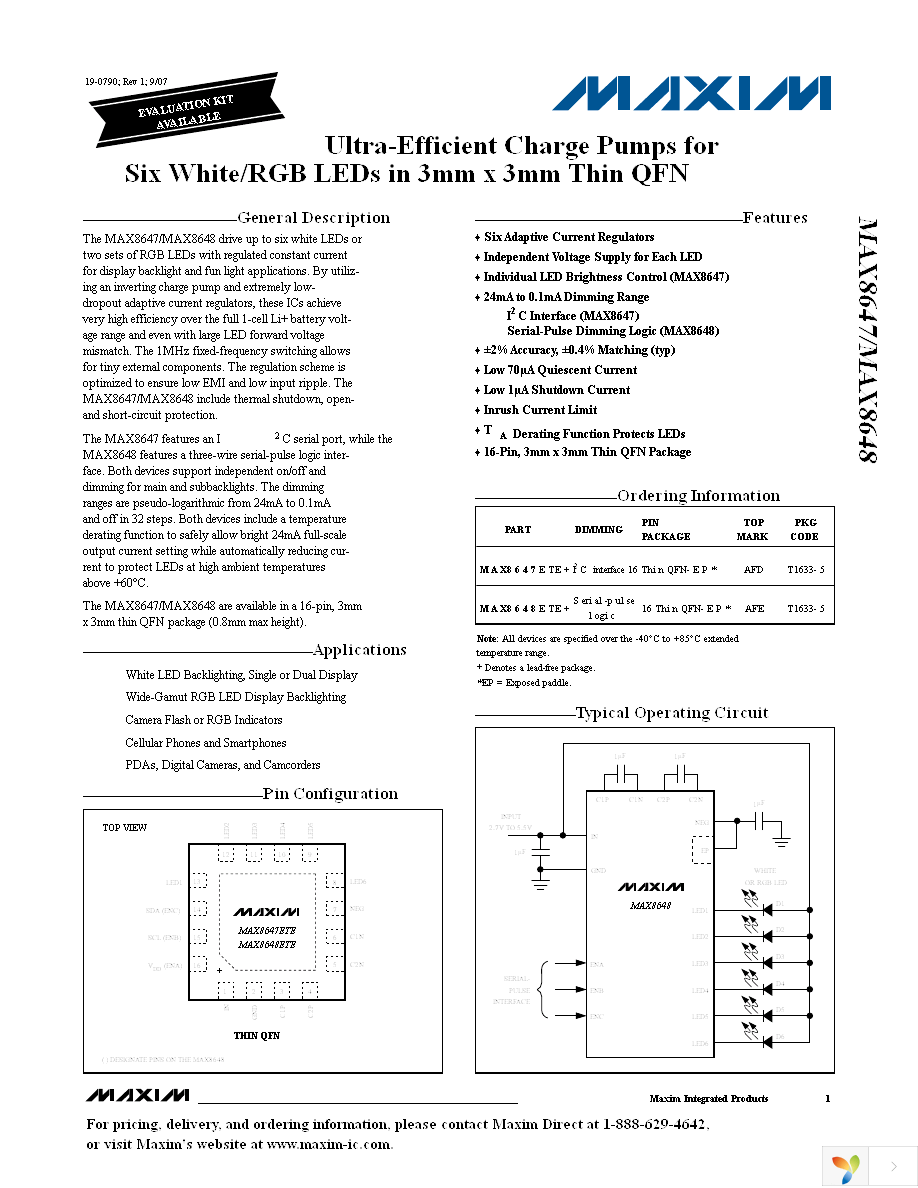 MAX8647ETE+ Page 1