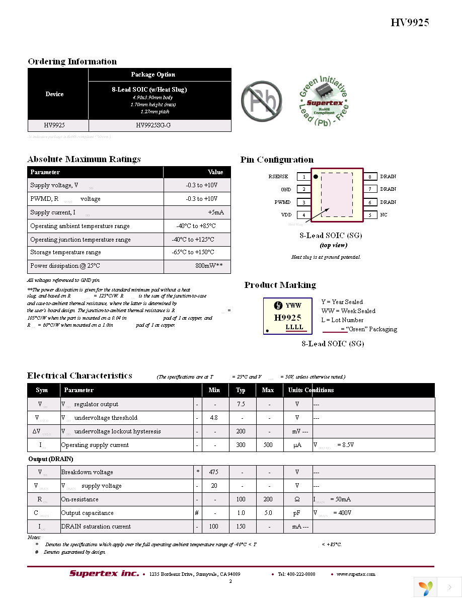 HV9925SG-G Page 2