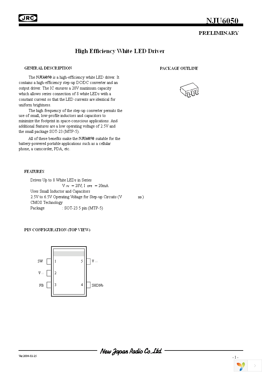 NJU6050F-TE2 Page 1