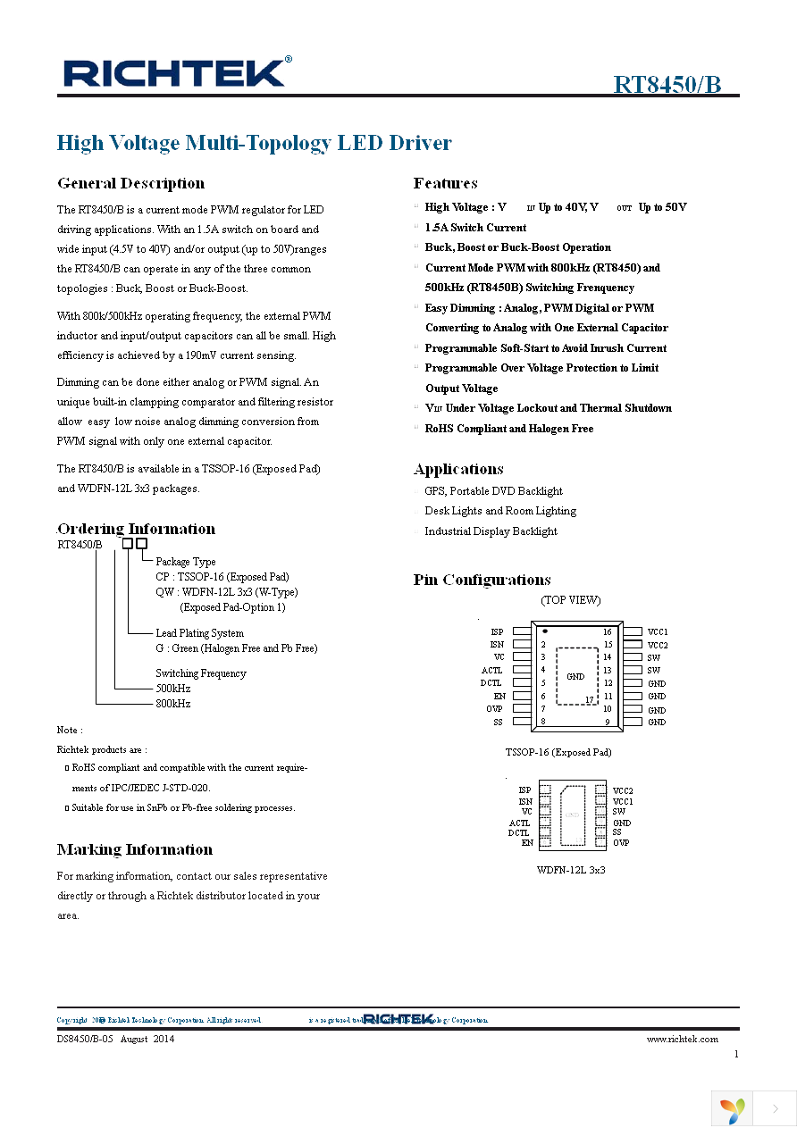 RT8450BGCP Page 1