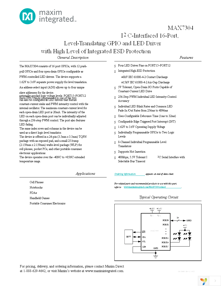 MAX7304ETG+ Page 1