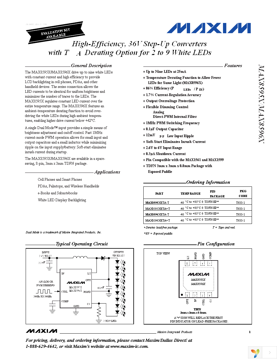 MAX8595ZETA+T Page 1