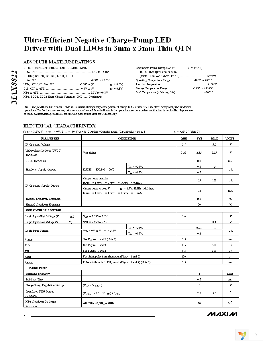 MAX8822ETE+ Page 2