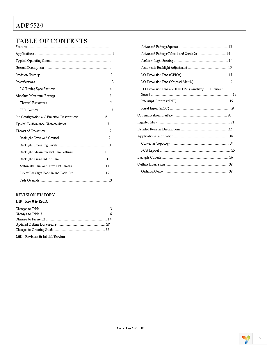 ADP5520ACPZ-RL Page 2