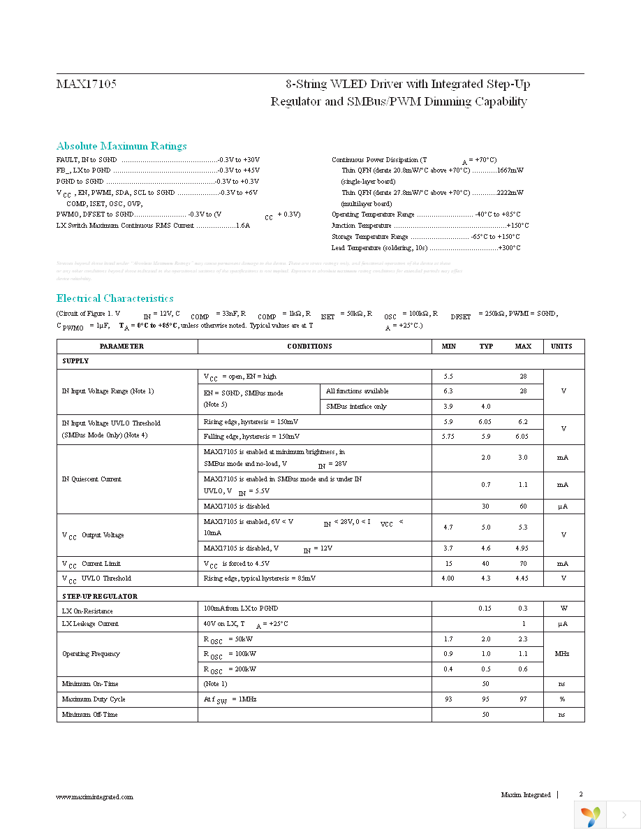 MAX17105ETG+ Page 2