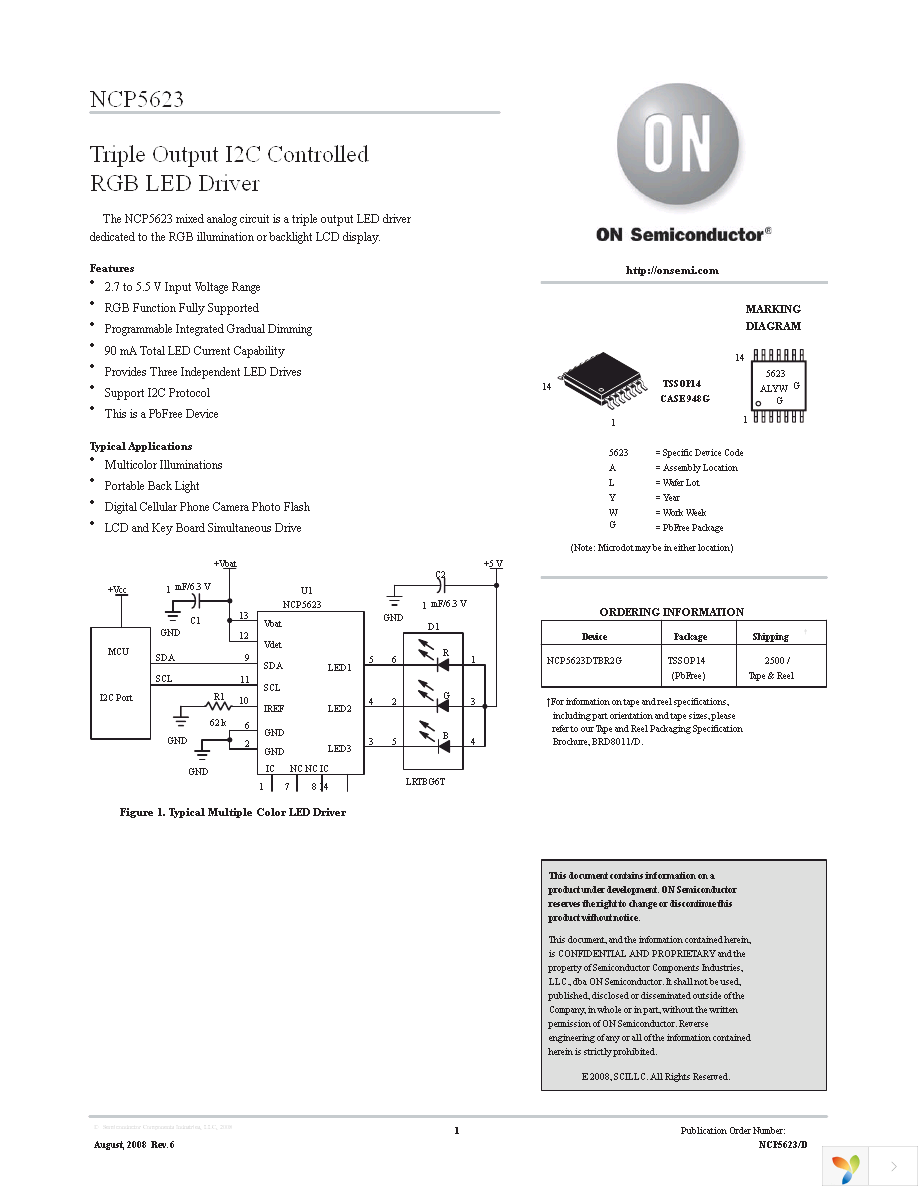 NCP5623AMUTBG Page 1