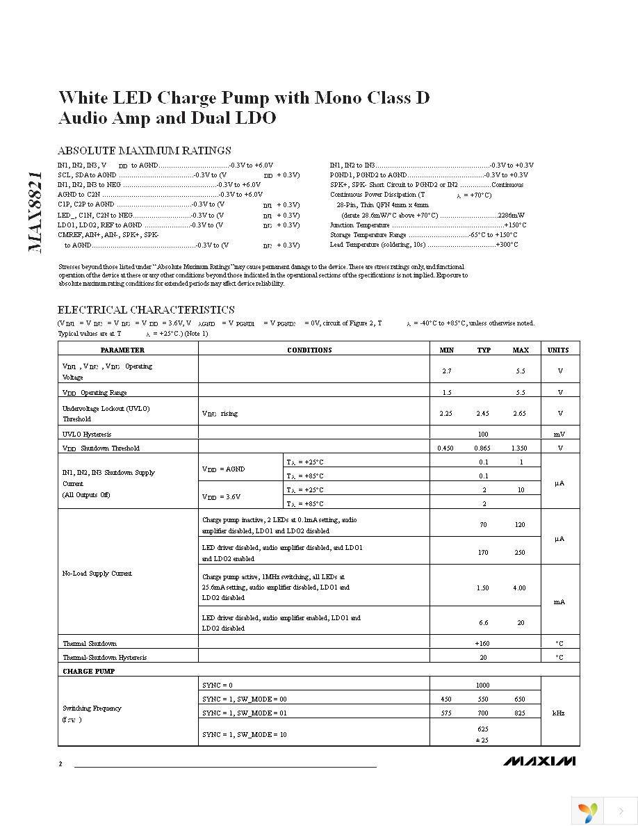 MAX8821ETI+T Page 2