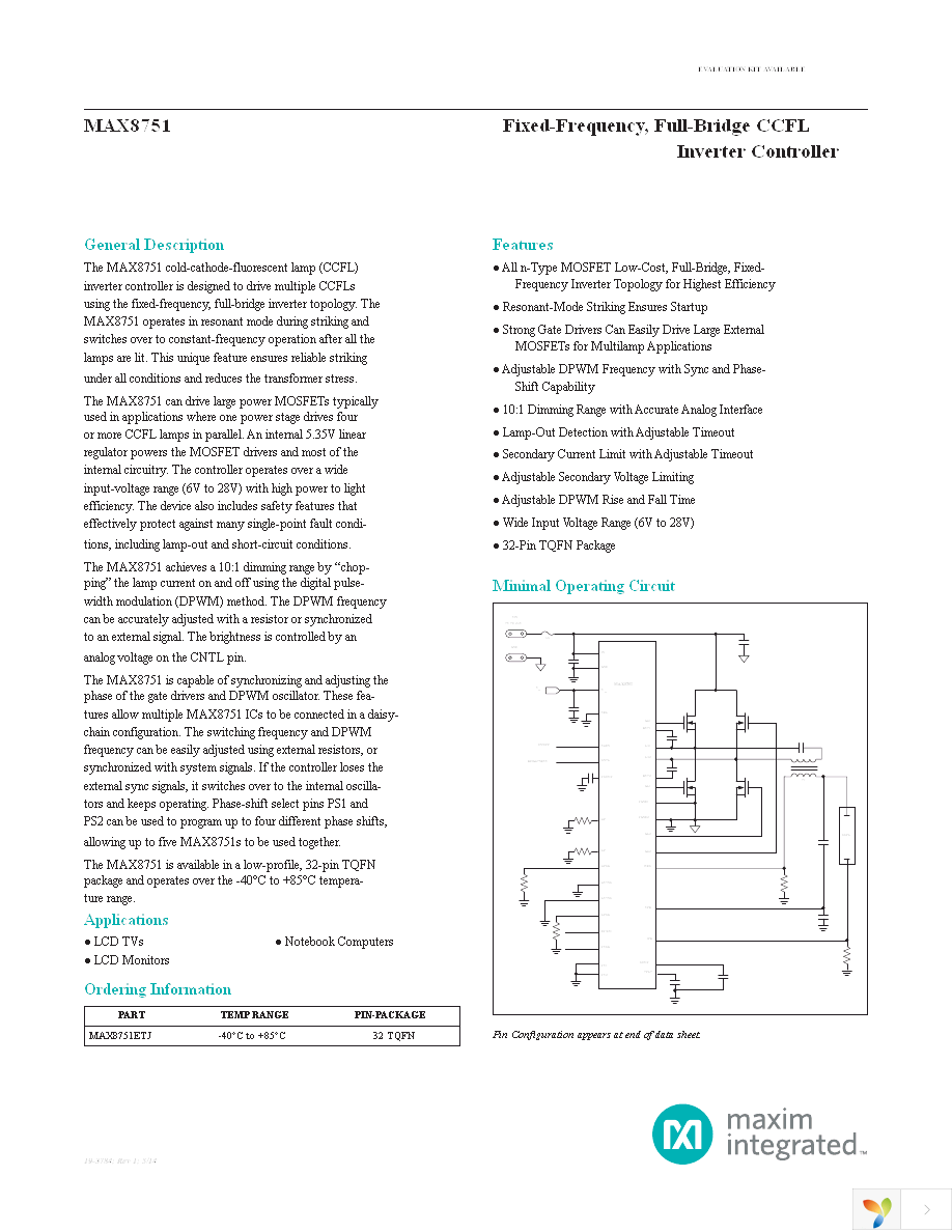 MAX8751ETJ+ Page 1