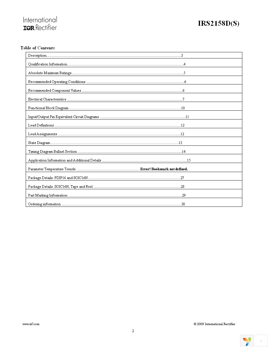 IRS2158DPBF Page 2