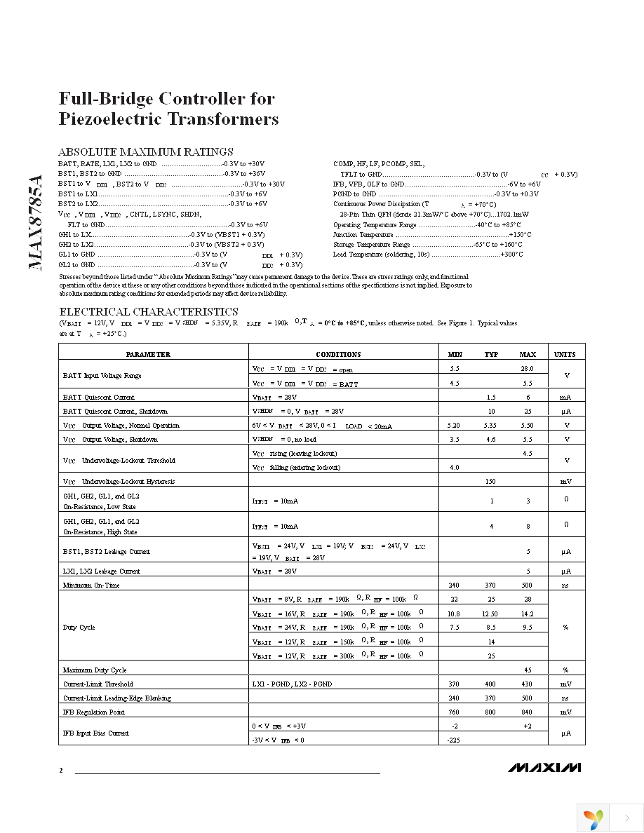 MAX8785AETI+ Page 2