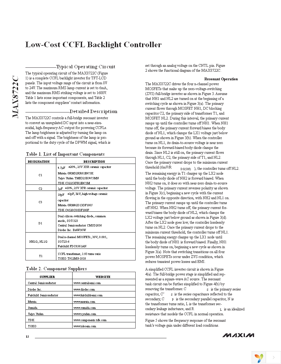 MAX8722CEEG+T Page 12