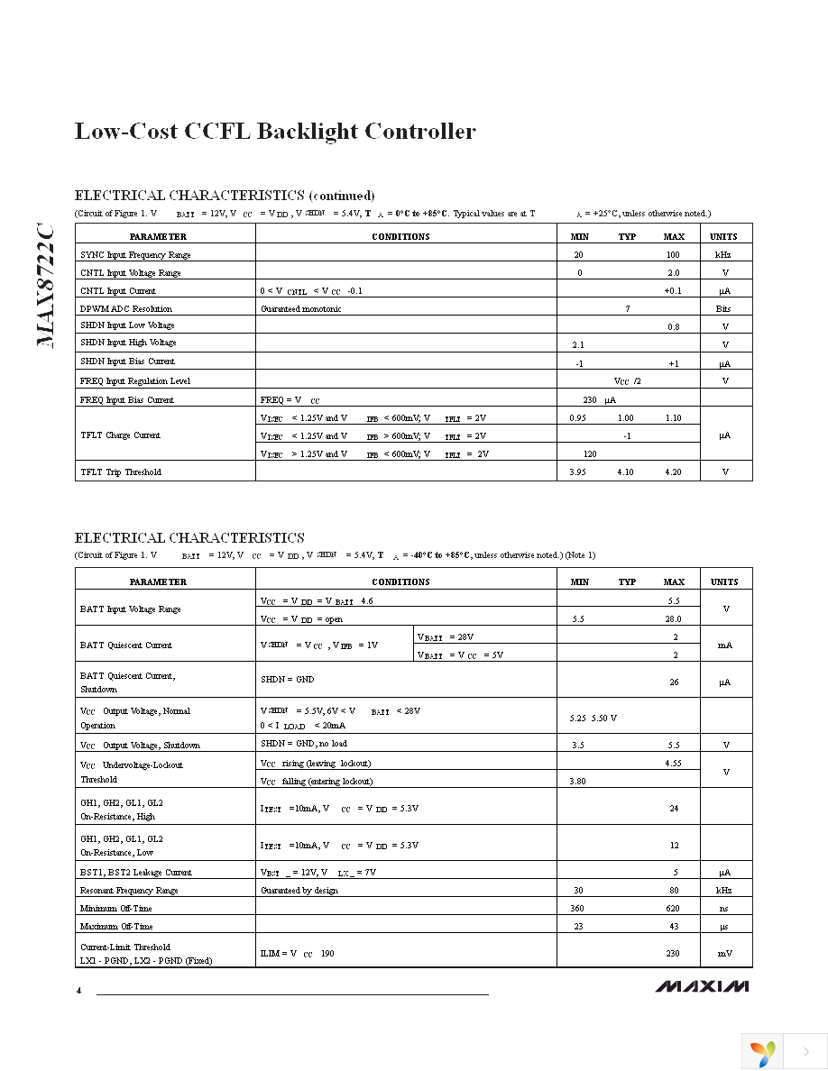 MAX8722CEEG+T Page 4