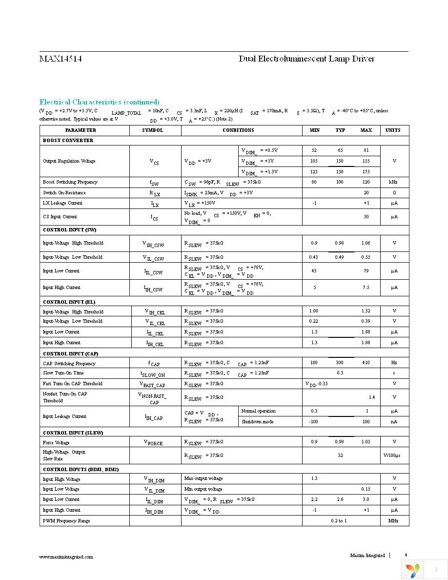 MAX14514ETD+T Page 4