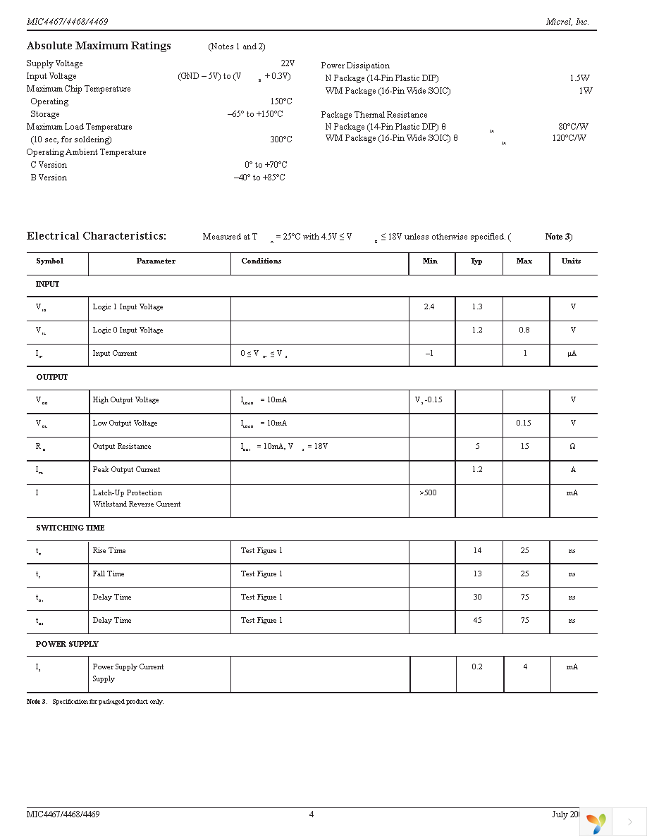 MIC4469YWM Page 4