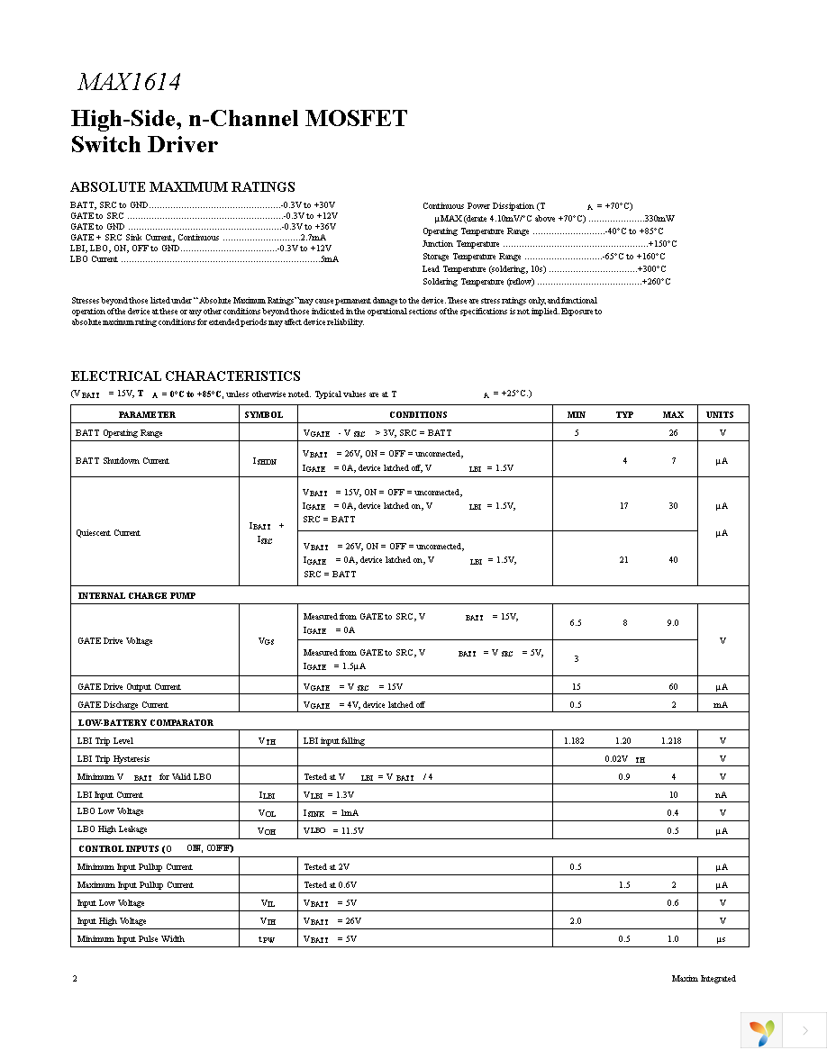 MAX1614EUA+ Page 2