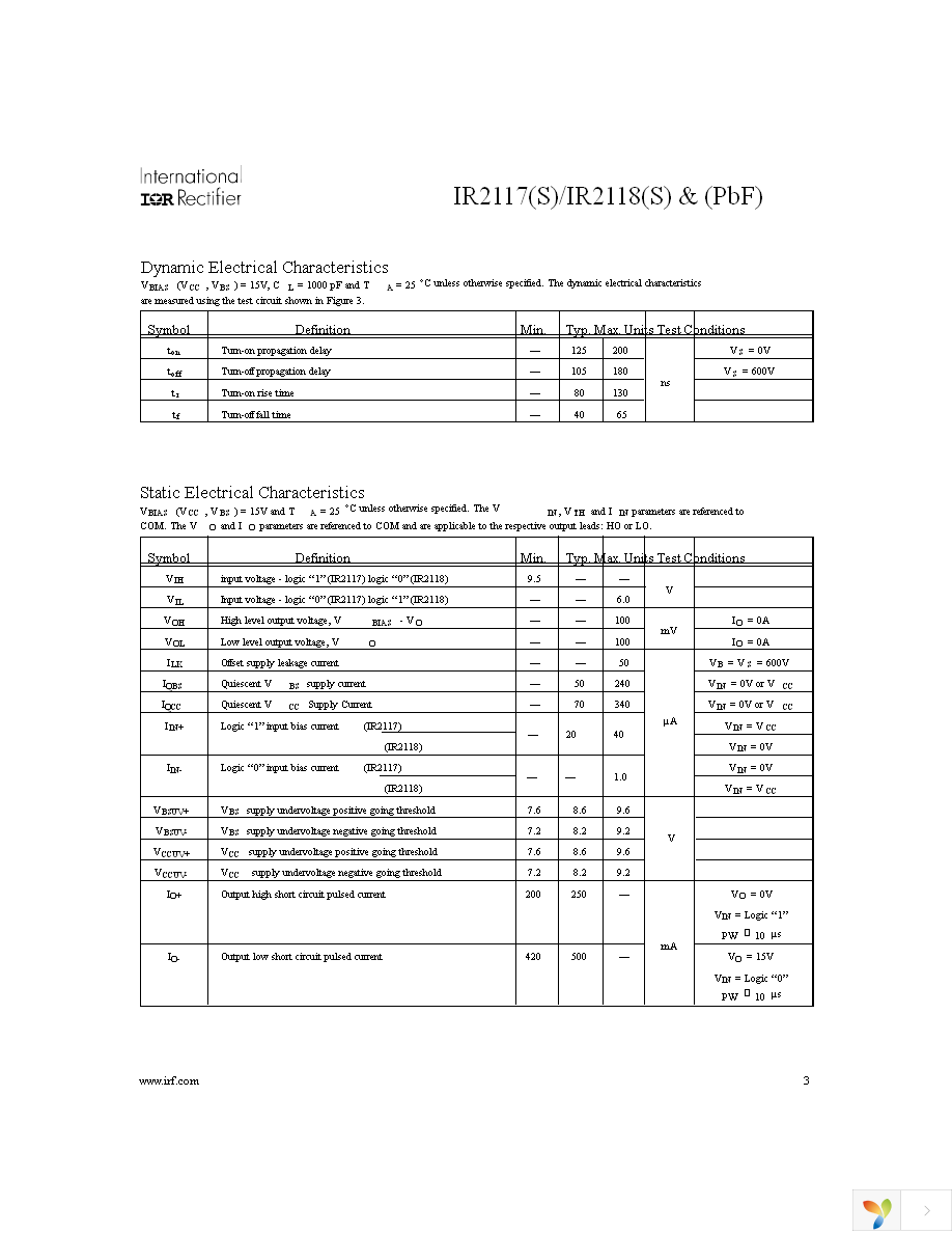 IR2118SPBF Page 3