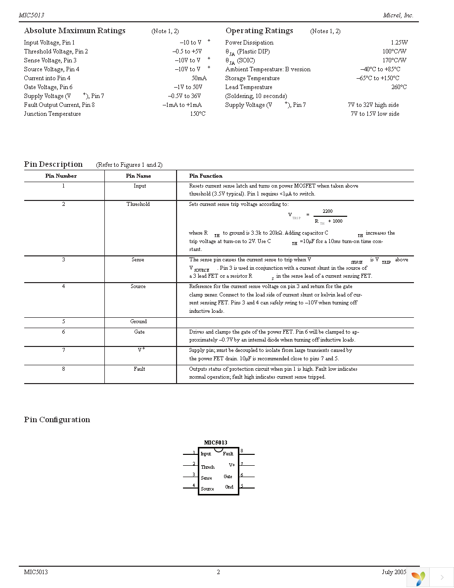 MIC5013YN Page 2