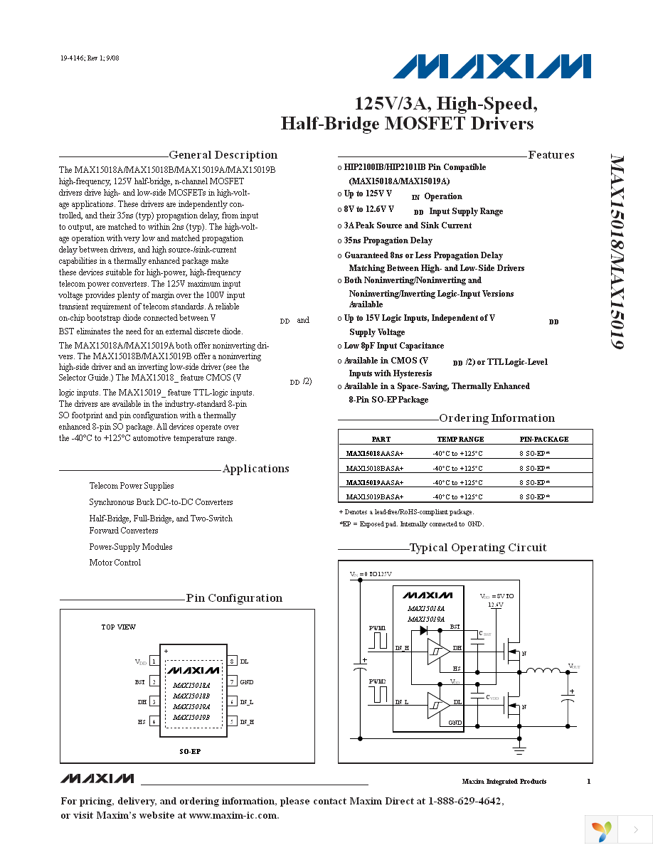 MAX15019AASA+ Page 1