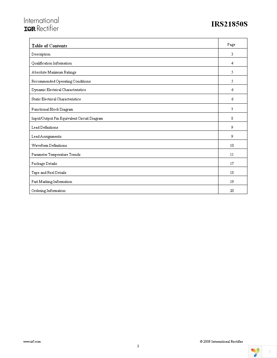 IRS21850SPBF Page 2