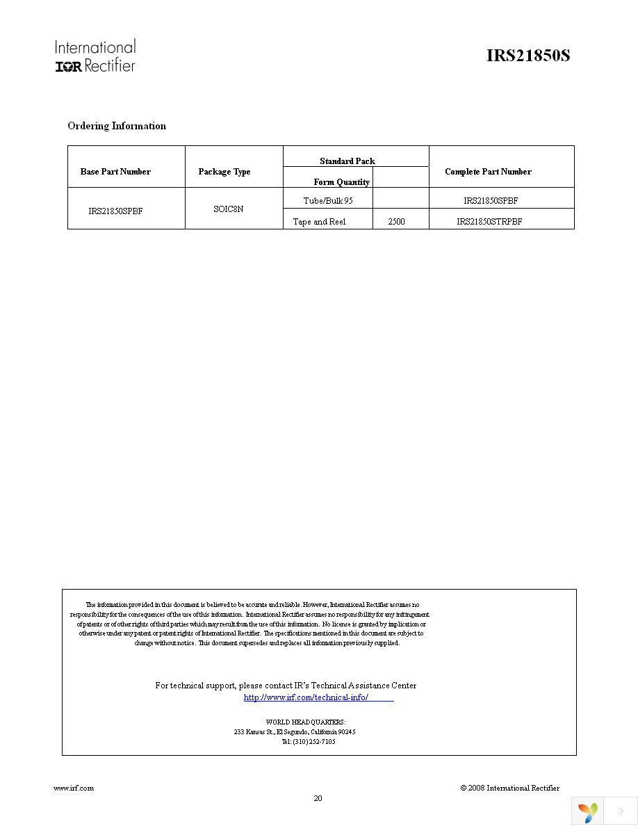 IRS21850SPBF Page 20