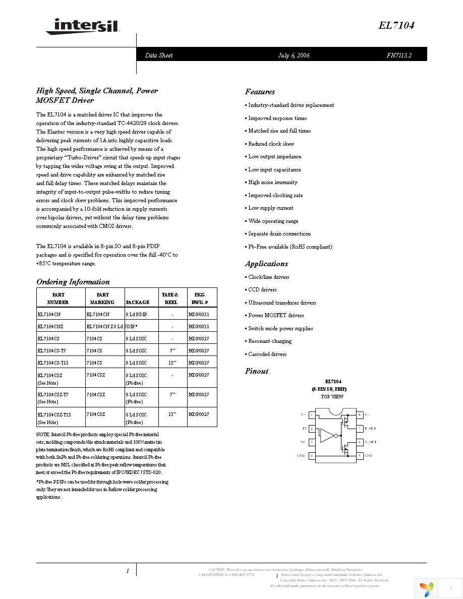 EL7104CSZ-T7 Page 1