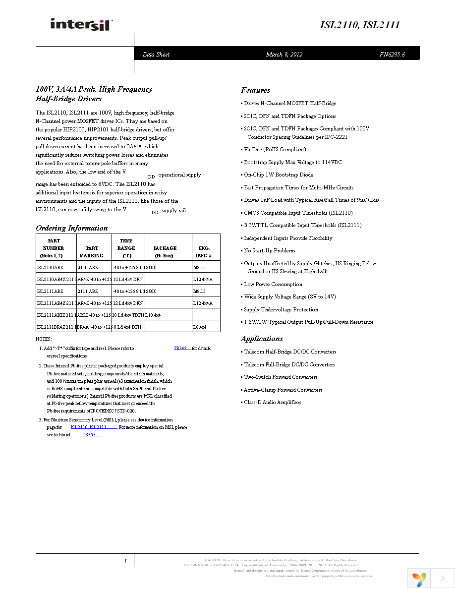 ISL2111ABZ Page 1