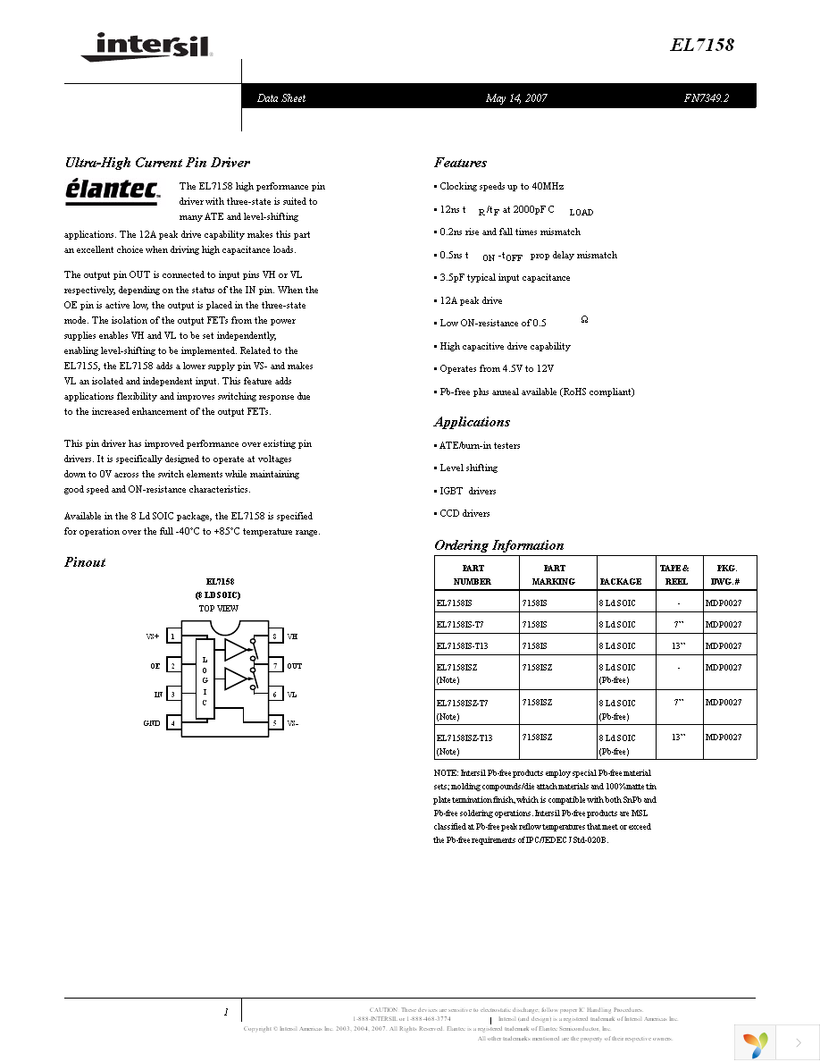 EL7158ISZ Page 1