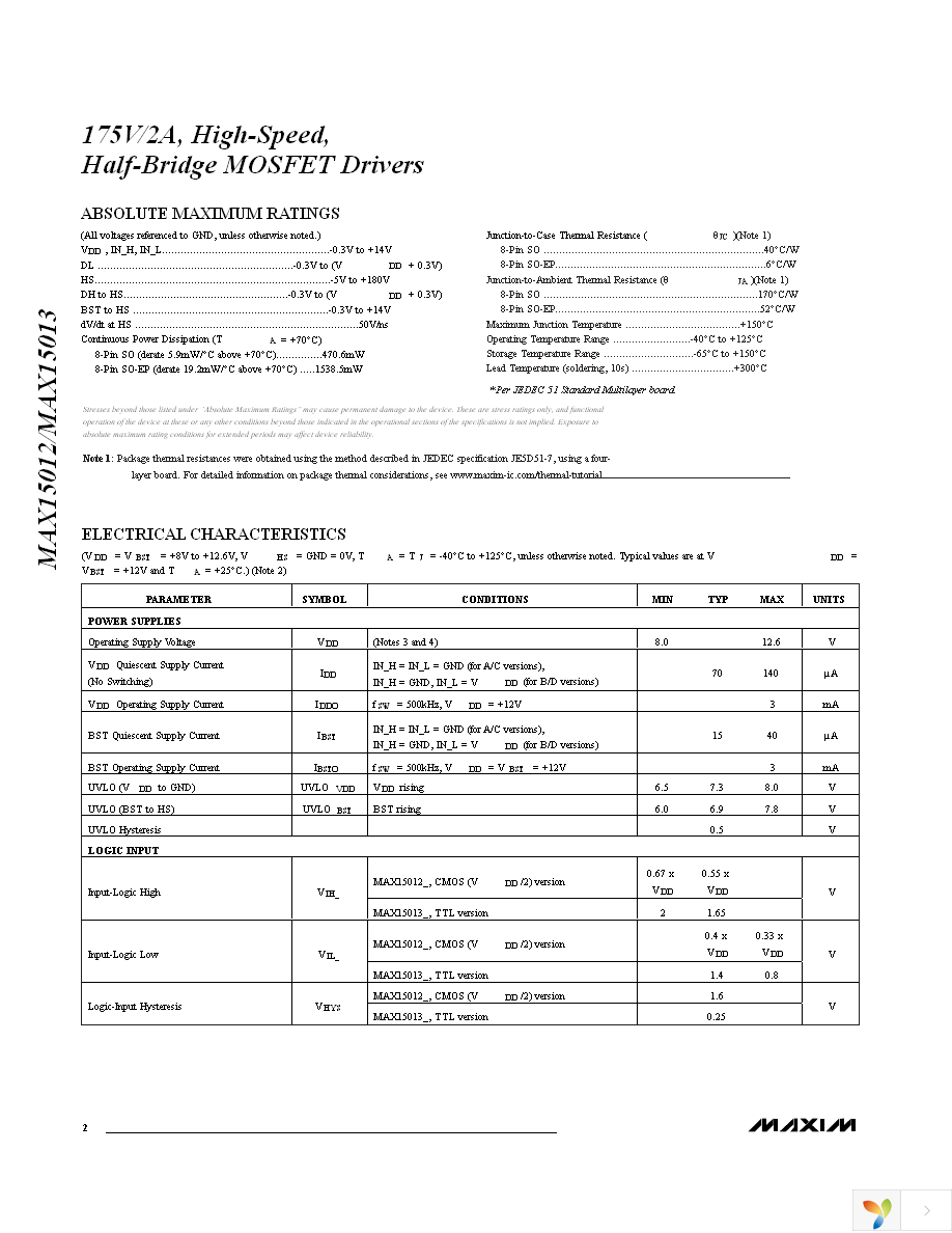 MAX15013BASA+ Page 2