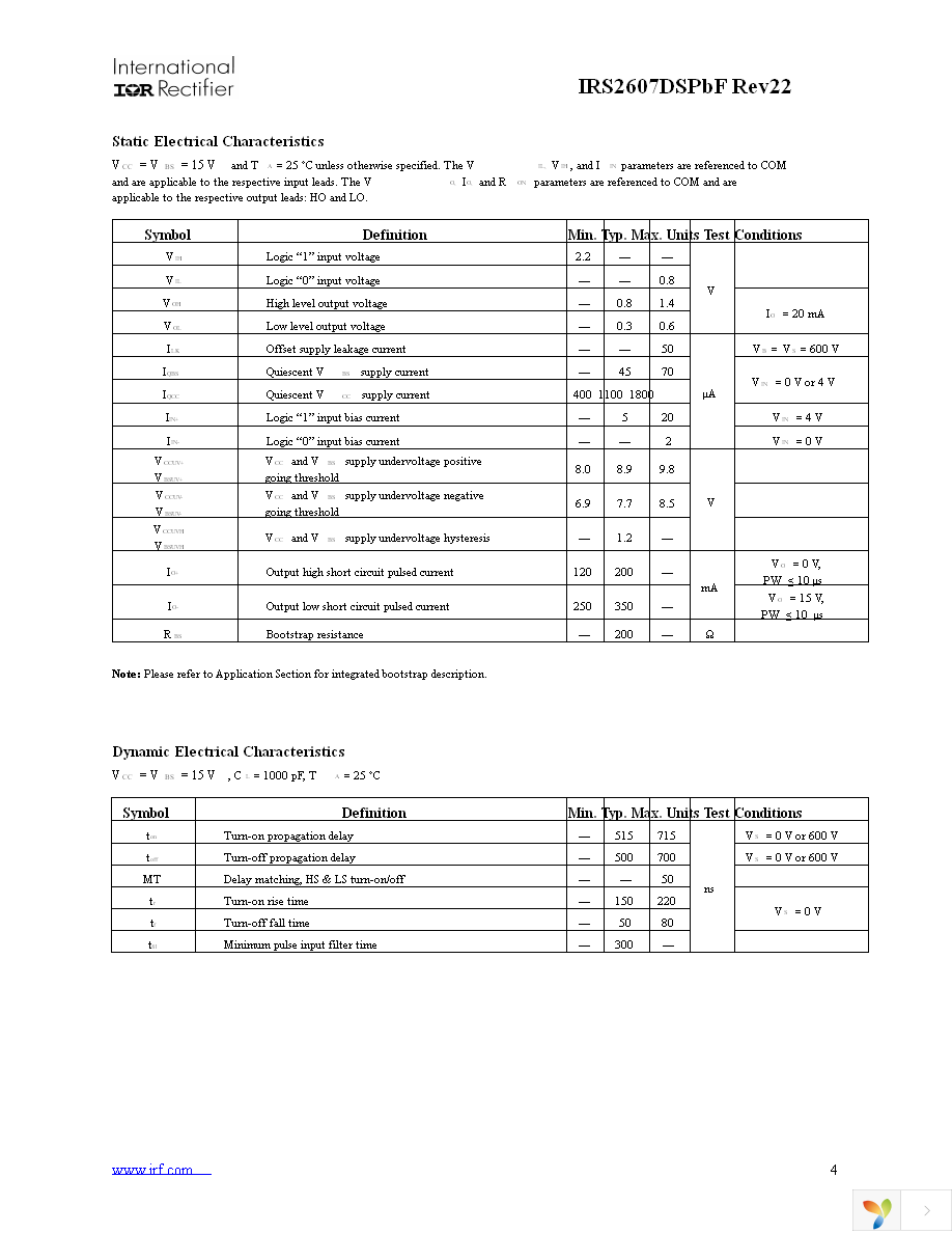 IRS2607DSTRPBF Page 4