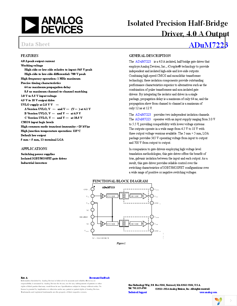 ADUM7223CCCZ Page 1