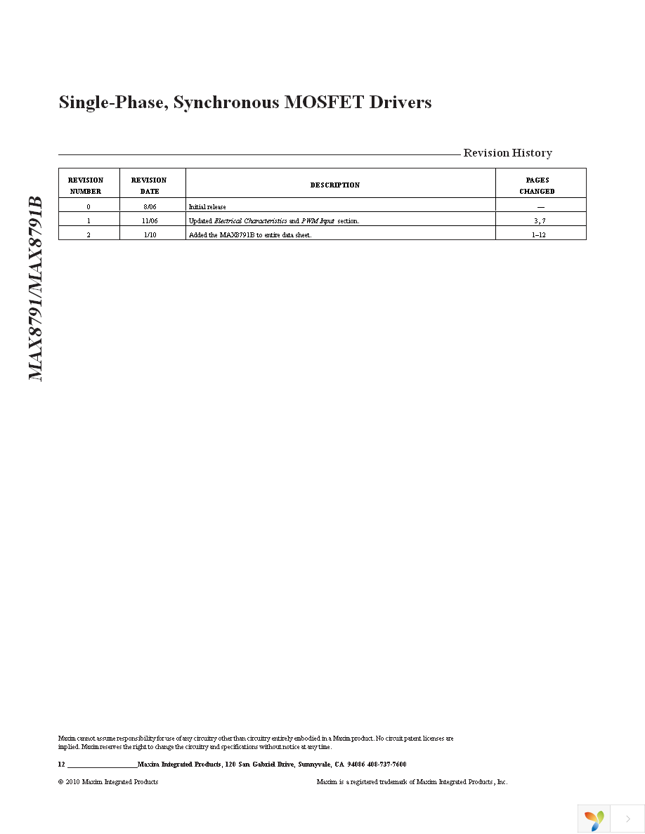 MAX8791BGTA+ Page 12