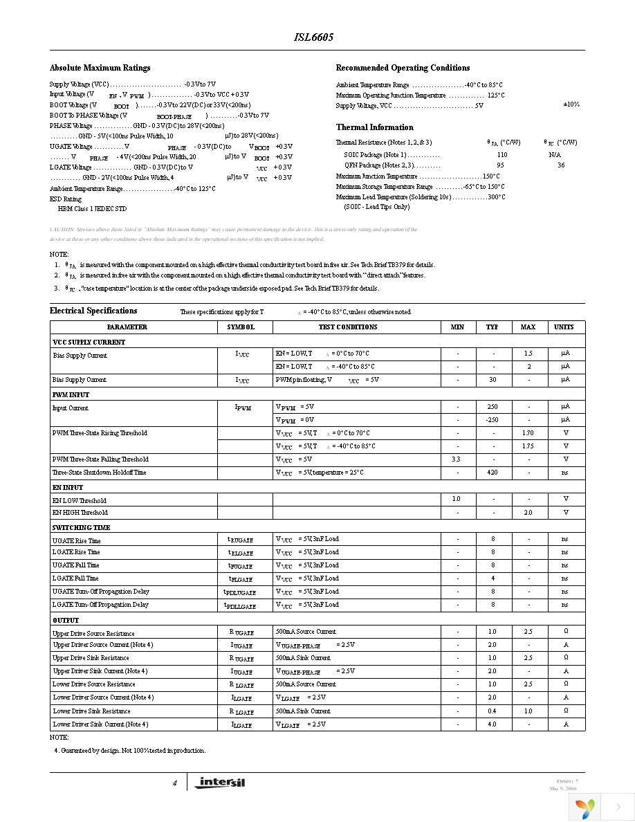 ISL6605CBZ Page 4