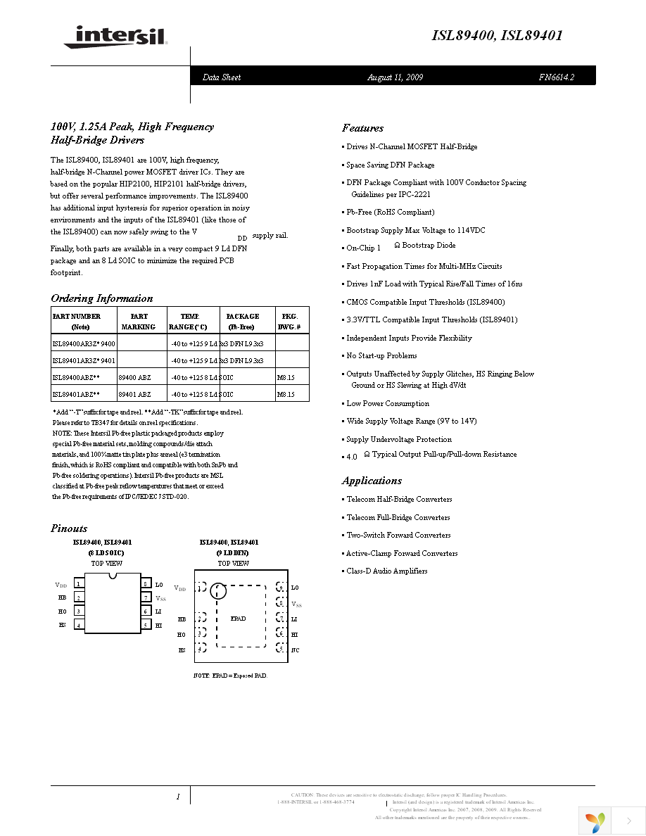 ISL89400ABZ Page 1