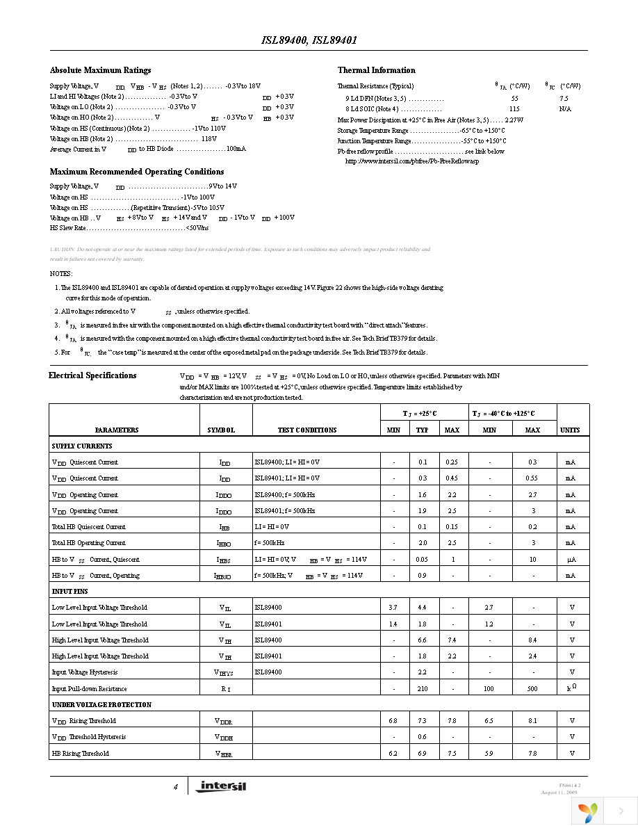 ISL89400ABZ Page 4