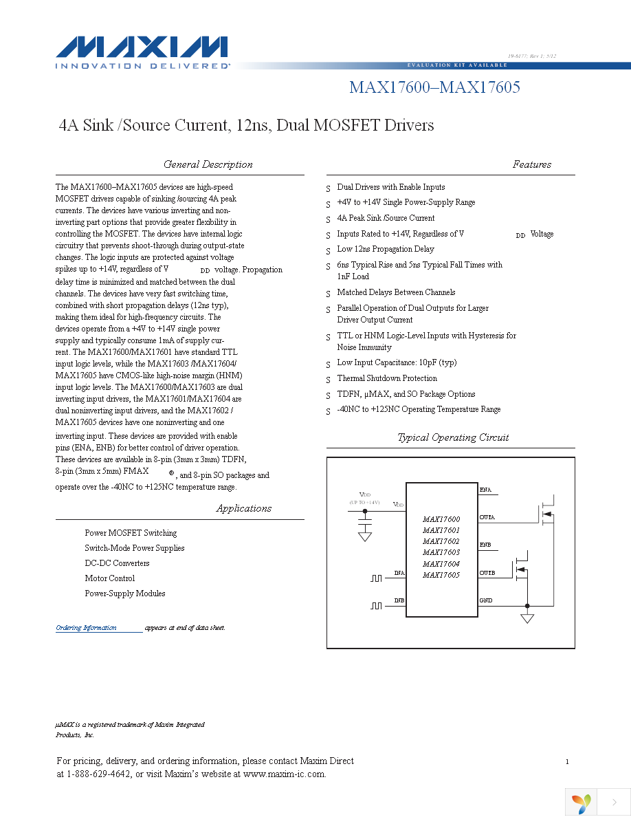 MAX17601ASA+ Page 1
