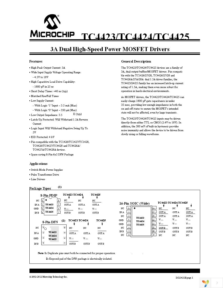 TC4423CPA Page 1