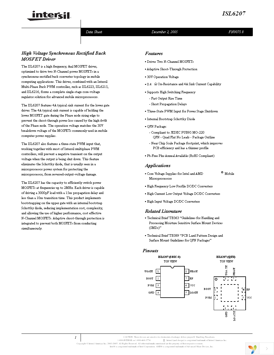 ISL6207CBZ Page 1