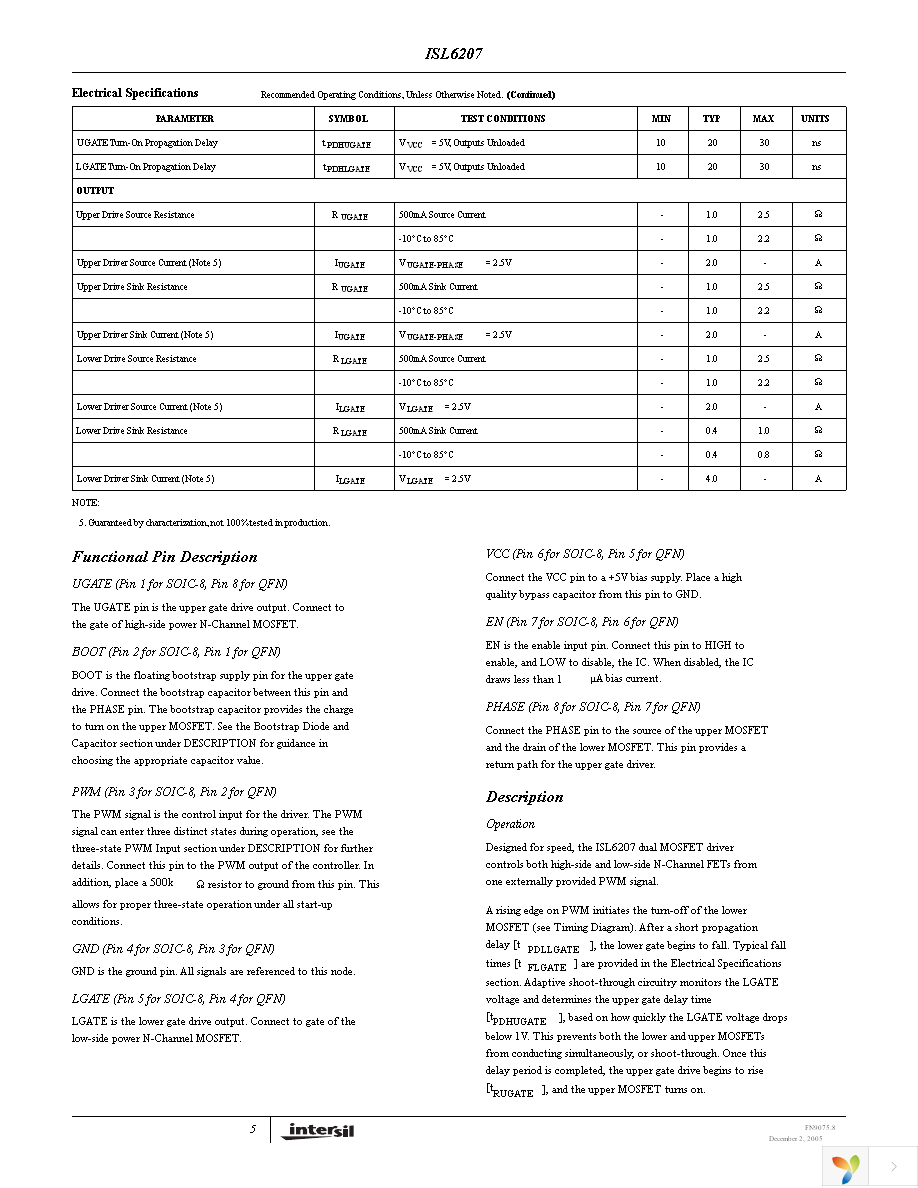 ISL6207CBZ Page 5