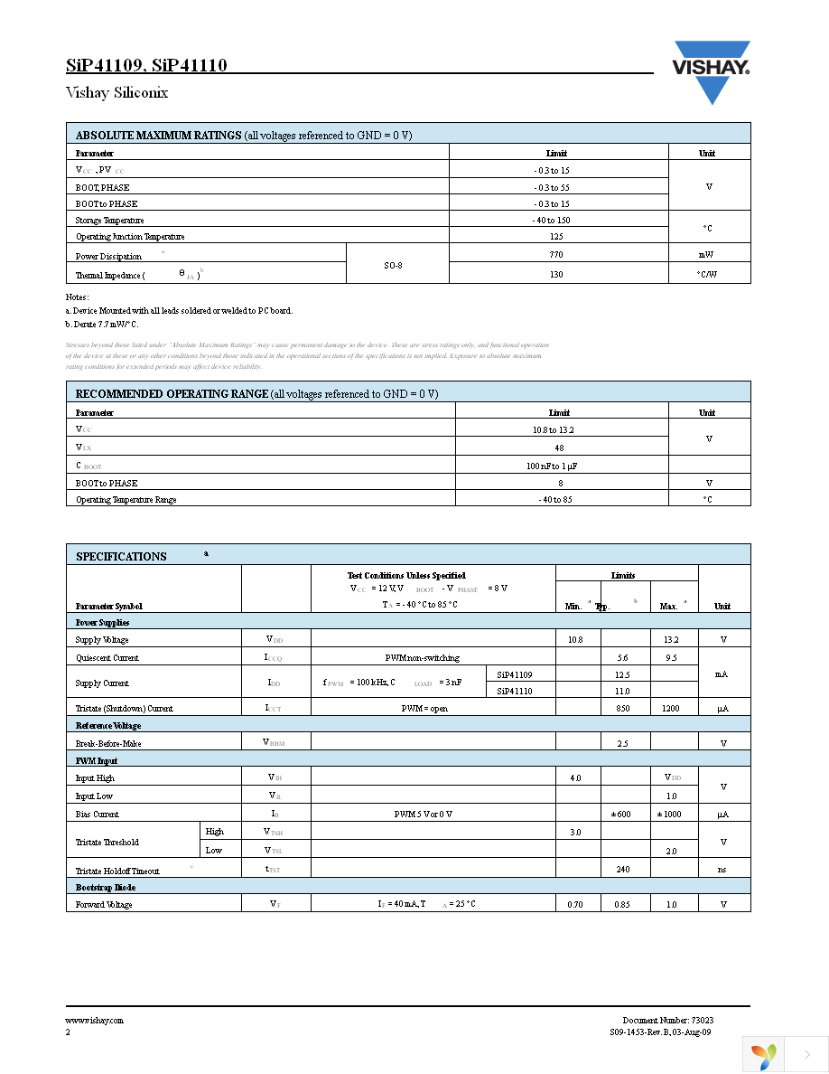 SIP41109DY-T1-E3 Page 2