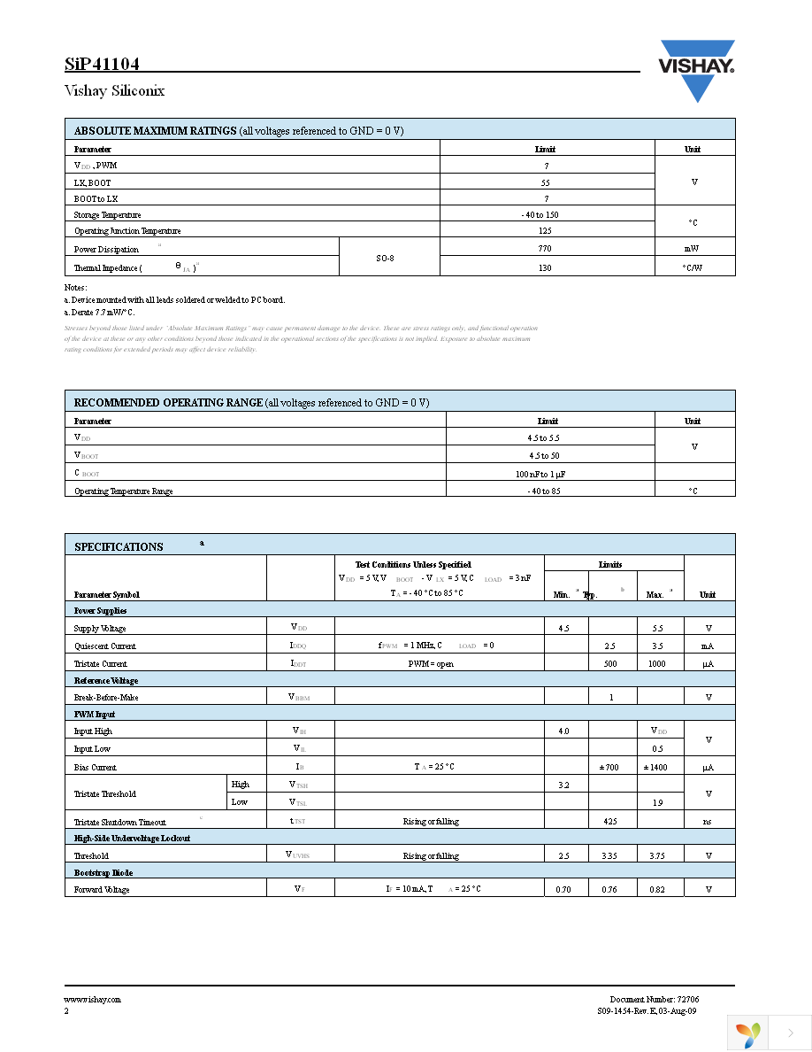 SIP41104DY-T1-E3 Page 2