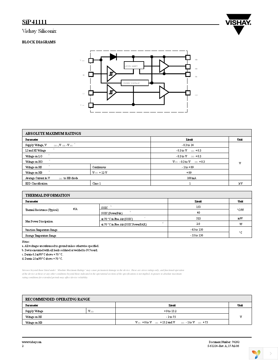 SIP41111DY-T1-E3 Page 2