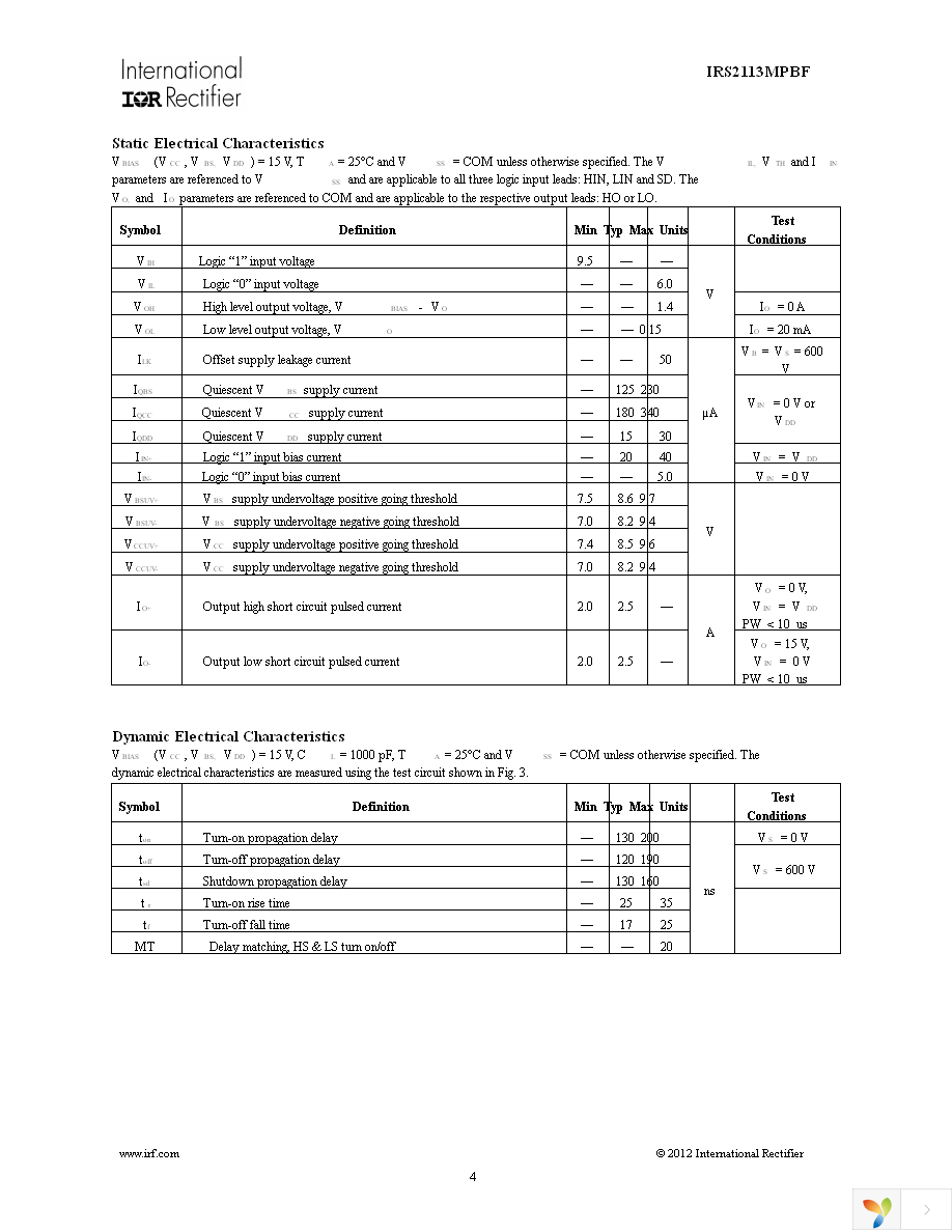 IRS2113MTRPBF Page 4