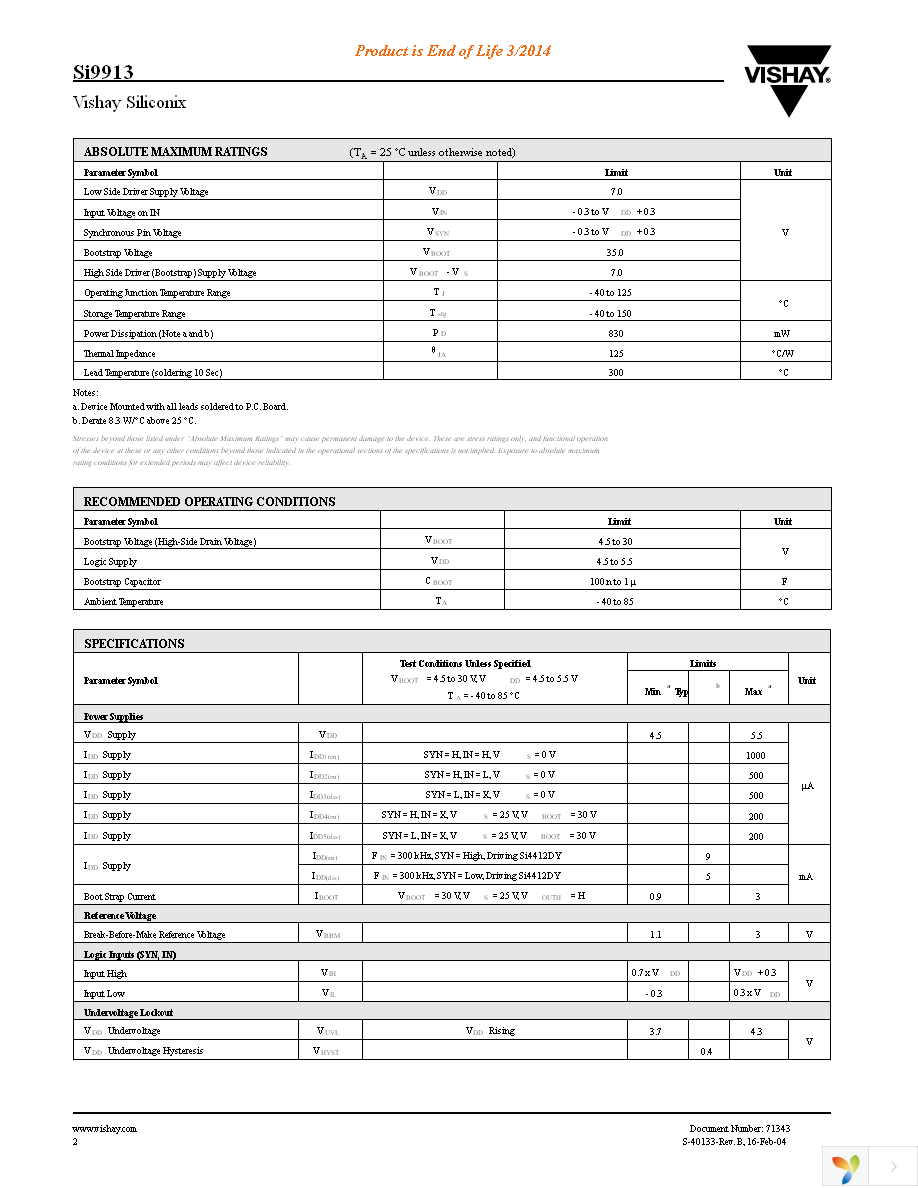 SI9913DY-T1-E3 Page 2