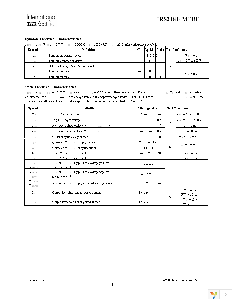 IRS21814MTRPBF Page 4