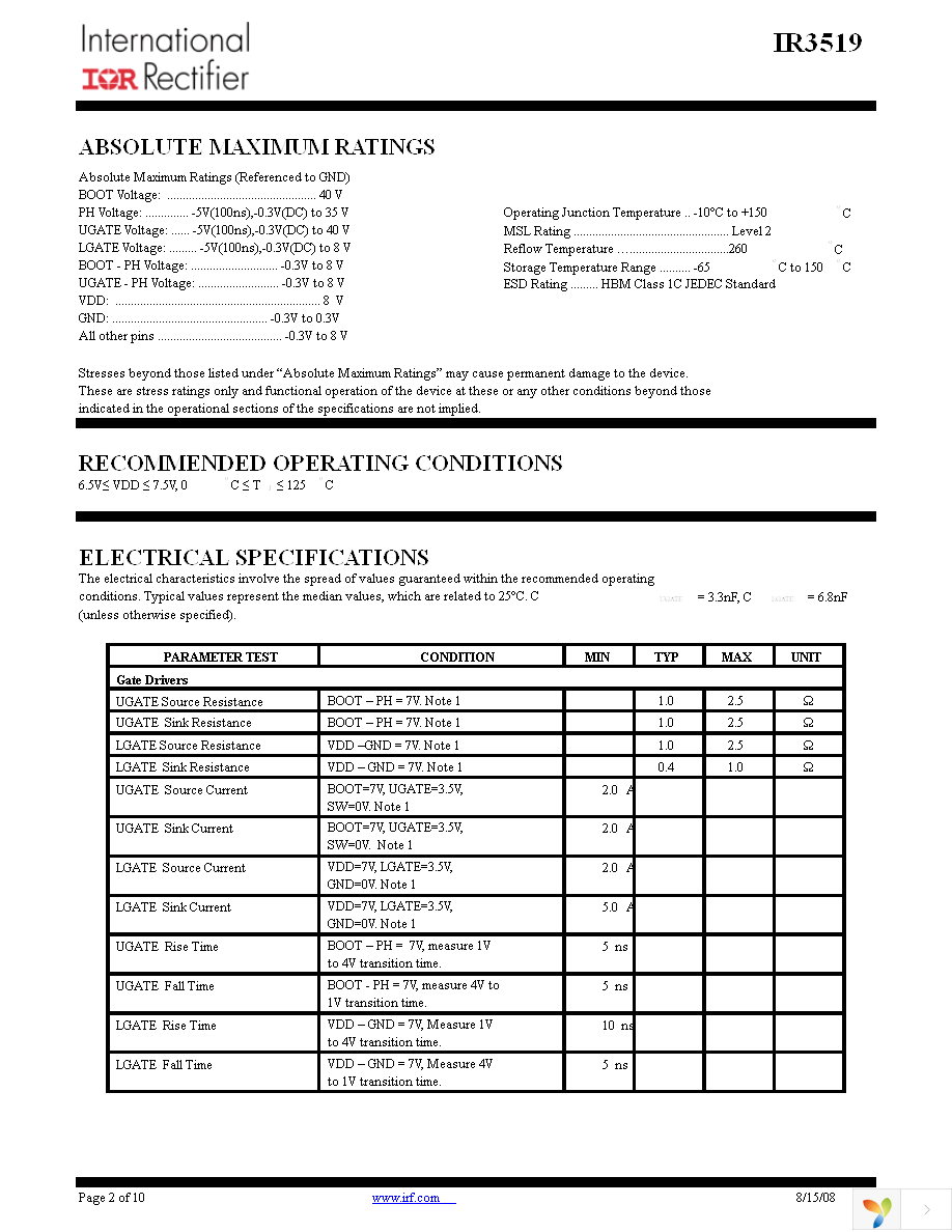 IR3519MTRPBF Page 2