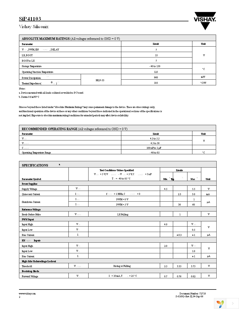 SIP41103DM-T1-E3 Page 2