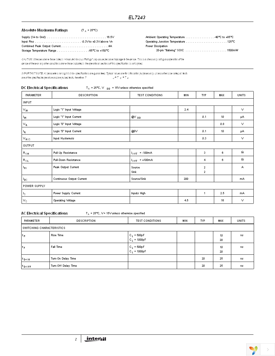 EL7243CMZ Page 2