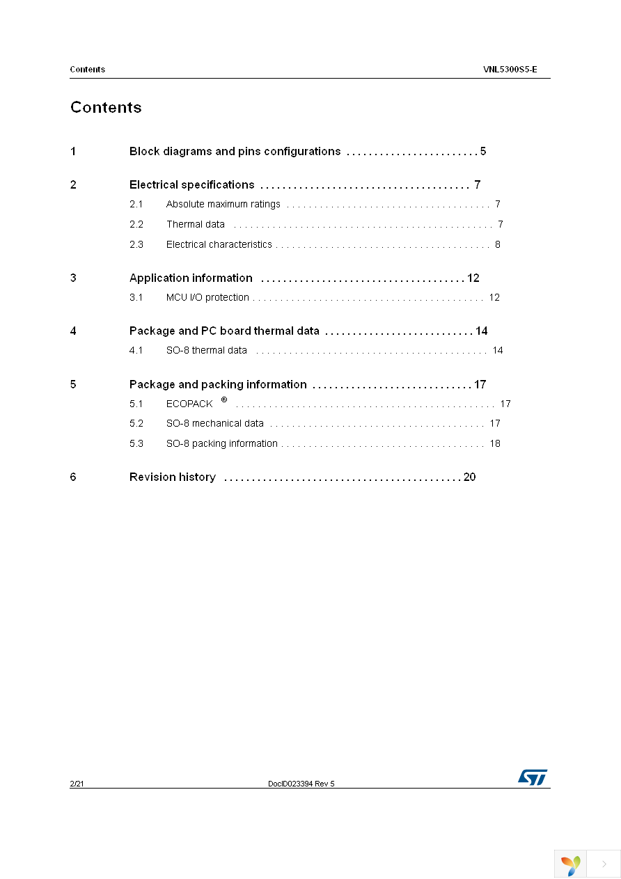 VNL5300S5TR-E Page 2